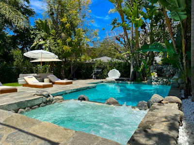 Saltwater pool with adjoining heated spa